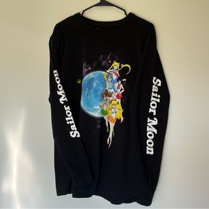 Sailor Moon - Graphic Vintage Long Sleeve Black Shirt with Printed Sleeves - Lrg